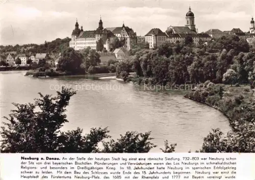 AK / Ansichtskarte Neuburg  Donau Bayern Donau Schloss Residenz Altstadt Stadtpanorama Kirche Flussufer Baeume