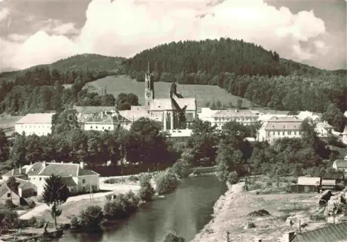 AK / Ansichtskarte Vyssi Brod Hohenfurth CZ Kloster Kirche Vltava Fluss Berge Wald Turm Altstadt