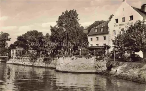 AK / Ansichtskarte MEERSBURG Bodensee BW Hotel-Wilder-Mann Bodensee Ufer Terrasse Garten Oldtimer Baeume