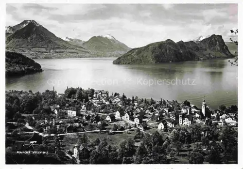 AK / Ansichtskarte Vitznau Witznau Vierwaldstaettersee LU Vierwaldstaettersee Buergenstock Stanserhorn Buochserhorn Kirche Kurort See Berge Dorf
