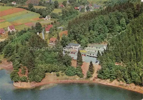 AK / Ansichtskarte GUMMERSBACH NRW Aggertalsperre Haus-Louise Hotel-Pension See Wald Felder Fliegeraufnahme
