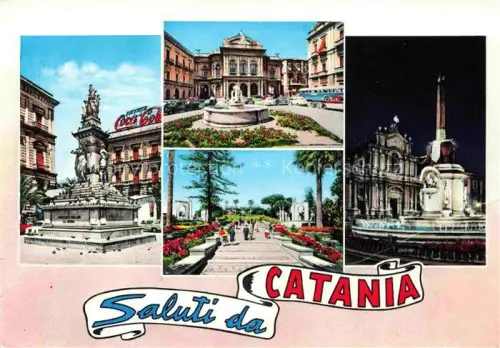 AK / Ansichtskarte CATANIA Sicilia IT Monumento-a-Vincenzo-Bellini Teatro-Massimo-Bellini Duomo Villa-Bellini Denkmal Theater Kirche Park