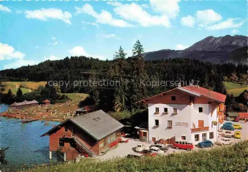 AK / Ansichtskarte Krummsee Kramsach-Achenrain Tirol AT Krummsee Hotel-Krummsee Badestrand Rudern Schwimmen Berge Alpen VW-Kaefer
