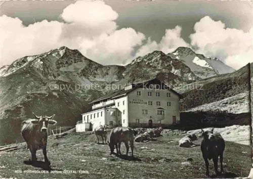 AK / Ansichtskarte Rechenau Soelden Tirol AT Hotel-Sonnblick oetztal Kuehe Alm Bergpanorama Hochgebirge Gletscher