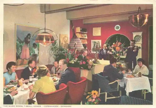 AK / Ansichtskarte COPENHAGEN Kobenhavn Kjoebenhavn Kopenhagen DK Music-Room 7-Small-Homes Restaurant Geiger Speisesaal Tische Gaeste Blumen Dekoration