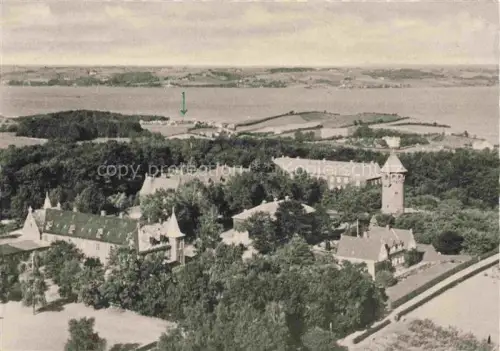 AK / Ansichtskarte Bregninge Fliegeraufnahme Kirche Turm Gebaeude Baeume Bucht Landschaft