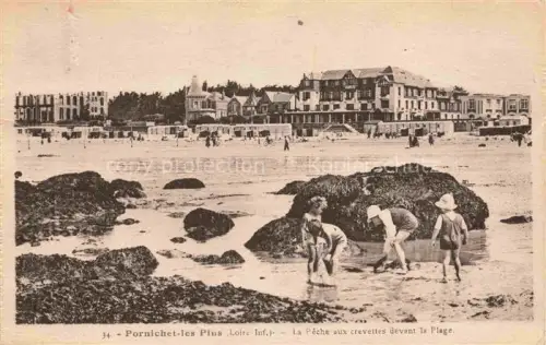AK / Ansichtskarte PORNICHET Saint-Nazaire 44 Loire-Atlantique Plage Felsen Kinder Garnelenfischen Strandvillen Badeort Meereskueste Strandkoerbe