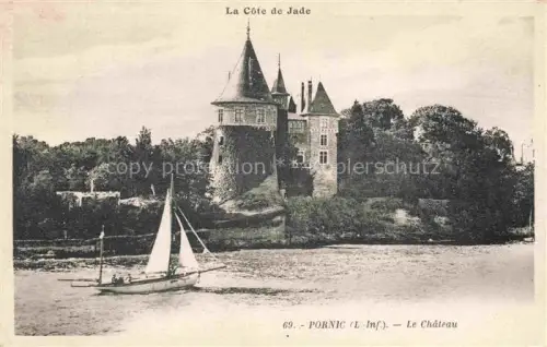 AK / Ansichtskarte PORNIC 44 Loire-Atlantique Château Segelboot Wasser Côte-de-Jade Tuerme Wald