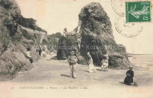 AK / Ansichtskarte ST-NAZAIRE  SAINT-NAZAIRE 44 Loire-Atlantique Porçay Felsen Strandszene Kinder Passanten Kueste
