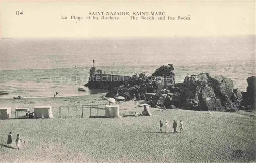 AK / Ansichtskarte ST-NAZAIRE  SAINT-NAZAIRE 44 Loire-Atlantique Saint-Marc La-Plage-et-les-Rochers Felsen Strand Badehuetten Mole Passanten Meer