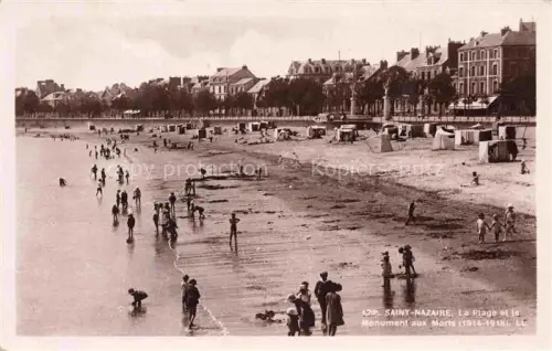 AK / Ansichtskarte ST-NAZAIRE  SAINT-NAZAIRE 44 Loire-Atlantique Plage Monument-aux-Morts Strand Badegaeste Strandkoerbe Zelte Haeuser Baeume