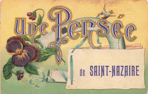 AK / Ansichtskarte ST-NAZAIRE  SAINT-NAZAIRE 44 Loire-Atlantique Stiefmuetterchen Blumen Kolibri Briefumschlag Schreibfeder Jugendstil Grusskarte
