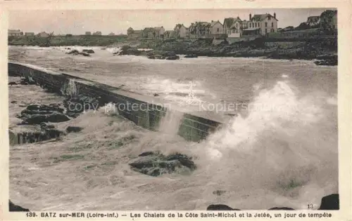 AK / Ansichtskarte Batz-sur-Mer Saint-Nazaire 44 Loire-Atlantique Côte-Saint-Michel Jetée Chalets Sturm Wellen Atlantik Villen Brandung