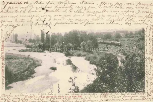 AK / Ansichtskarte Saint-Amand-Montrond Saint-Amand-Mont-Rond 18 Cher Bords-du-Cher La-Roche Fluss Baeume Eisenbahn Zug Ufer Wiesen