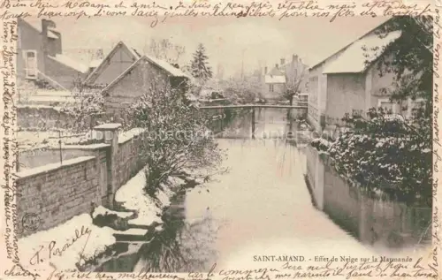 AK / Ansichtskarte Saint-Amand-Montrond Saint-Amand-Mont-Rond 18 Cher Effet-de-Neige Marmande Schnee Fluss Kanalszene Haeuser Bruecke Winter
