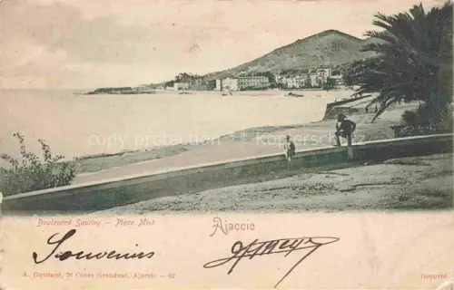 AK / Ansichtskarte AJACCIO 2A Corse-du-Sud Boulevard-Sautivy Place-Miot Kueste Bucht Meer Berg Palme Spaziergaenger