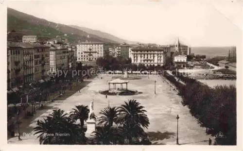 AK / Ansichtskarte Porta BASTIA 2B Haute-Corse Place-Nicolas Palmen Kiosk Denkmal Bergpanorama Kirche Promenade