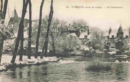AK / Ansichtskarte VIERZON 18 Cher Déversoir Schnee Fluss Kirche Haeuser Baeume Winter