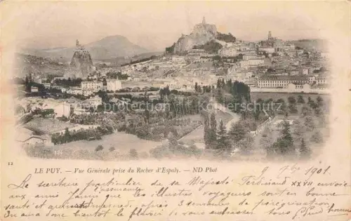 AK / Ansichtskarte Le Puy-en-Velay 43 Haute-Loire Vue-générale Rocher-d Espaly Stadtpanorama Felsen Kirche Huegel
