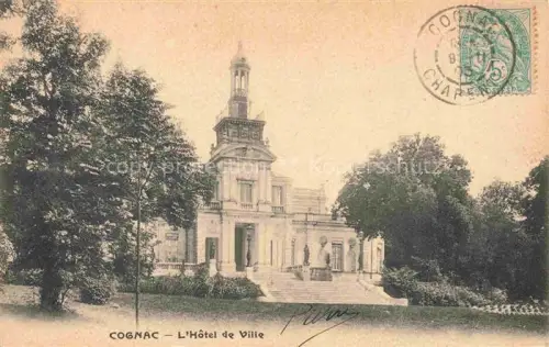 AK / Ansichtskarte Oriolles COGNAC 16 Charente Hôtel-de-Ville Stadthaus Turm Freitreppe Park Baeume Statuen Rue-Hallé