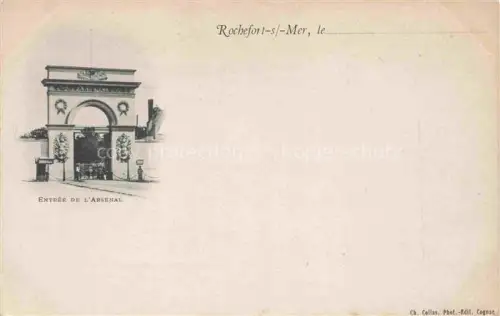 AK / Ansichtskarte Rochefort-sur-Mer 17 Charente-Maritime Entrée-de-l Arsenal Torbogen Girlanden Baeume Wachen
