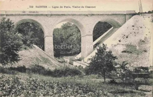 AK / Ansichtskarte SAINTES 17 Charente-Maritime Viaduc-de-Chaumet Ligne-de-Paris Eisenbahnviadukt Rundbogenbruecke Baeume Huegel Ziegelstein