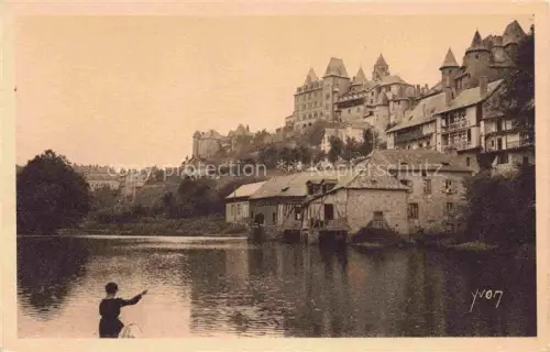 AK / Ansichtskarte Uzerche Tulle 19 Correze Burg Fluss Muehle Altstadt Vézère Kind Boot