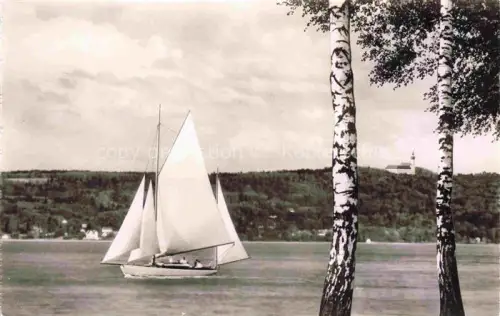 AK / Ansichtskarte KLOSTER ANDECHS Bayern Segelschulschiff Albatros Ammersee Klosterberg Kloster Birken Segeln See