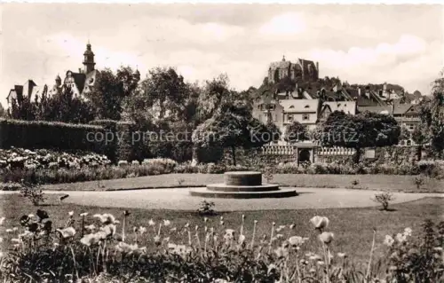 AK / Ansichtskarte MARBURG  LAHN Schuelerpark Schloss Park Rosenbeet Pavillon Kirche Baeume Wohnhaeuser Stadtansicht Lahn