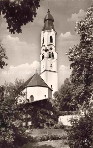 AK / Ansichtskarte Pfronten Ostallgaeu Bayern Pfarrkirche Kirchturm Zwiebelturm Baeume Allgaeu