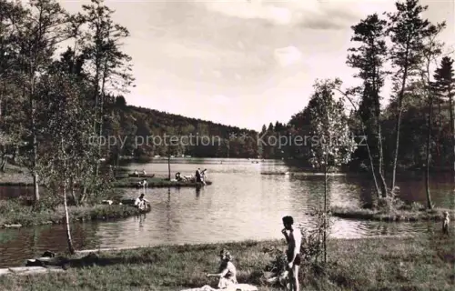 AK / Ansichtskarte Ebnisee Welzheim BW Schwaebischer-Wald Badende See Waelder Boote Birken Sommer
