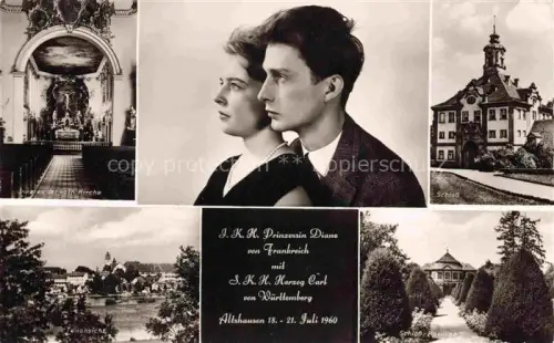 AK / Ansichtskarte Altshausen Ravensburg BW Schloss Kath-Kirche Schloss-Pavillon Teilansicht Prinzessin-Diane Herzog-Carl Hochzeit
