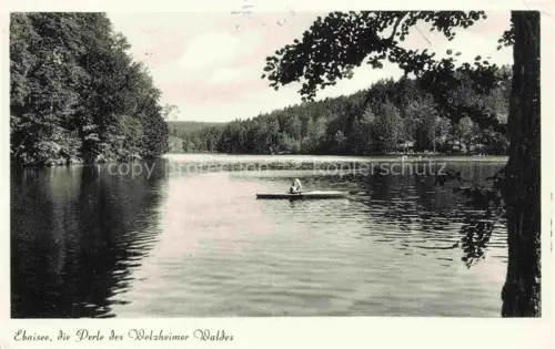 AK / Ansichtskarte Ebnisee Welzheim BW Ebnisee See Ruderboot Wald Welzheimer-Wald Nadelwald Spiegelung