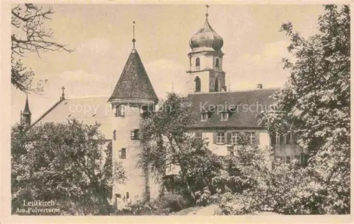 AK / Ansichtskarte Leutkirch Pulverturm Zwiebelturm Kirche Turm Baeume Altstadt