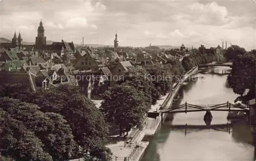 AK / Ansichtskarte Biberach HEILBRONN Neckar Bruecke Stadtpanorama Kirche Tuerme Daecher Fabrikschornsteine Baeume