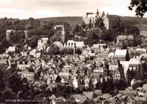 AK / Ansichtskarte MARBURG  LAHN Schloss Stadtpanorama Kirche Altstadt Daecher Baeume Huegel