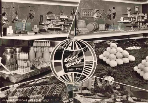 AK / Ansichtskarte BERLIN  CITY Gruene-Woche Ausstellung Messestand Milchflaschen Milchkannen Gemuese Obst Lebensmittel Schaufenster
