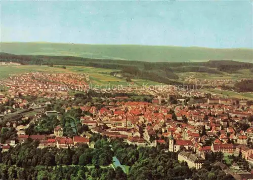 AK / Ansichtskarte Donaueschingen BW Stadtpanorama Donau Kirche Altstadt Wohnhaeuser Felder Wald Huegel
