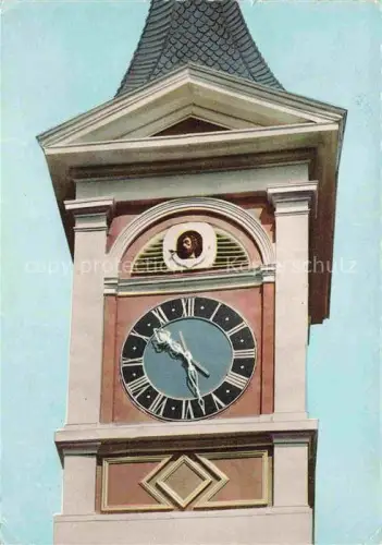 AK / Ansichtskarte Mantelhof AALEN BW Rathausturm Uhr Zifferblatt Turmhelm Spion Barocke Figurine Rathaus
