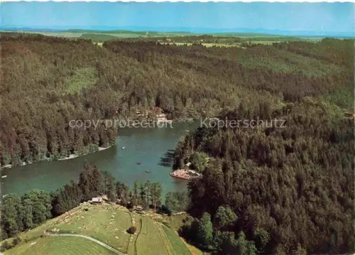AK / Ansichtskarte Ebnisee Welzheim BW Ebnisee See Wald Luftbild Schwaebischer-Wald Hotel-Ebnisee Fliegeraufnahme Badewiese Ruderboote