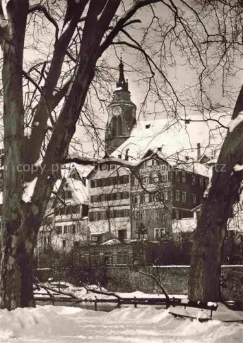AK / Ansichtskarte Derendingen  TueBINGEN BW Platanenallee Stiftskirche Kirchturm Winter Schnee Stadtmauer Baeume