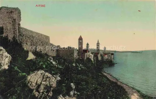 AK / Ansichtskarte Arbe RAB  Croatia Stadtmauer Kirchturme Adriatisches-Meer Altstadt Kuestenlinie Glockentuerme