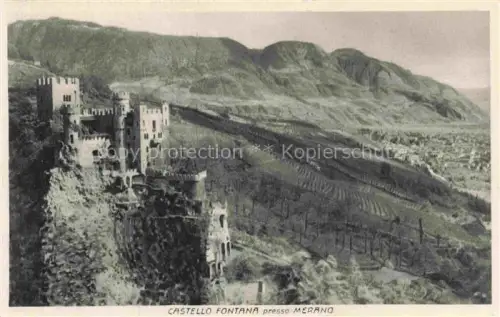 AK / Ansichtskarte Saltaus MERANO Suedtirol IT Castello-Fontana Brunnenburg Weinberge Merano Talbecken Bergpanorama Suedtirol