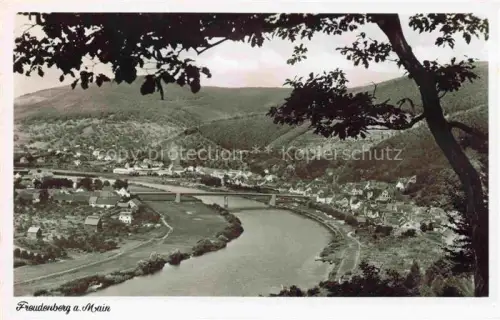 AK / Ansichtskarte Freudenberg Main Baden BW Main Bruecke Fluss Ortschaft Huegel Wald