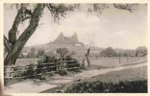 AK / Ansichtskarte Burg Trosky Burg-Trosky Burgruine Tuerme Felder Weg Baeume
