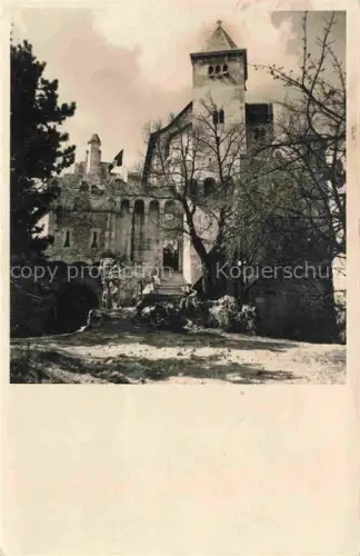 AK / Ansichtskarte Moedling Niederoesterreich AT Burg Turm Schloss Treppe Baeume Winterlandschaft
