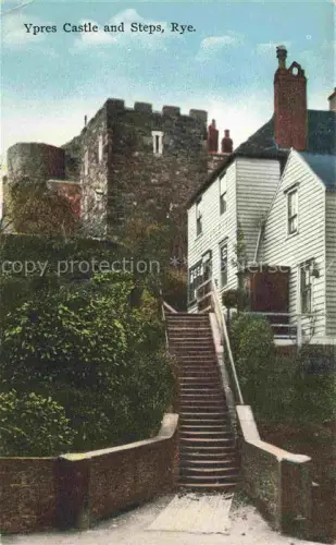 AK / Ansichtskarte Ypres Castle Rye East Sussex UK Ypres-Castle Ypres-Tower Treppe Burg Zinnen Fachwerkhaeuser Buesche