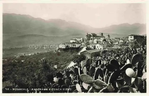 AK / Ansichtskarte Monreale Palermo Sicilia IT Panorama Conca-d Oro Kathedrale Stadtansicht Kaktus Berge Tal