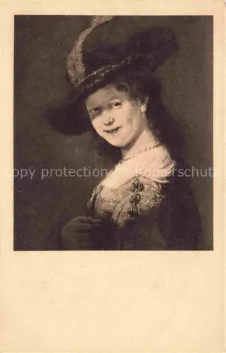 AK / Ansichtskarte REMBRANDT van Rijn (1606-1669) Kuenstlerkarte Saskia mit Hut 