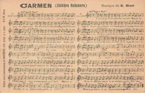 AK / Ansichtskarte CARMEN Georges Bizet Oper Opera-- Gelebre Habanera G. Bizet Liederkarte